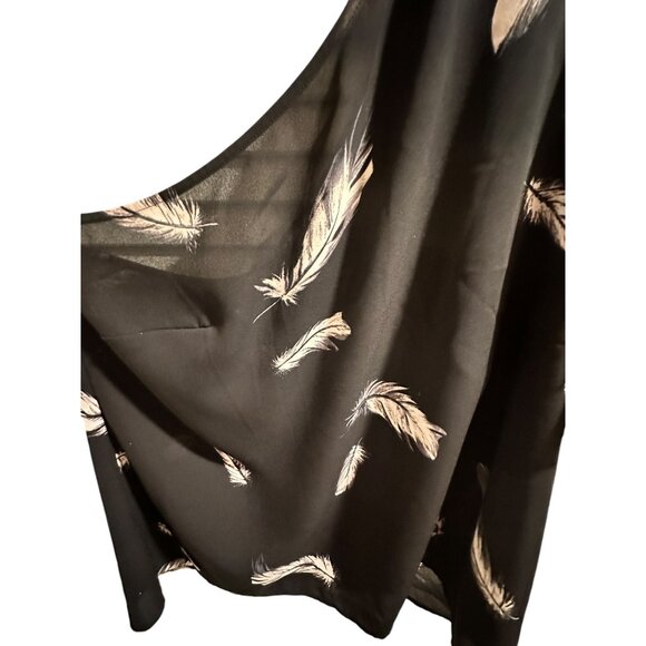 🍒 2/$20 🍒 Trouve Black Blouse with White Feather, One Shoulder sz M - Picture 3 of 6